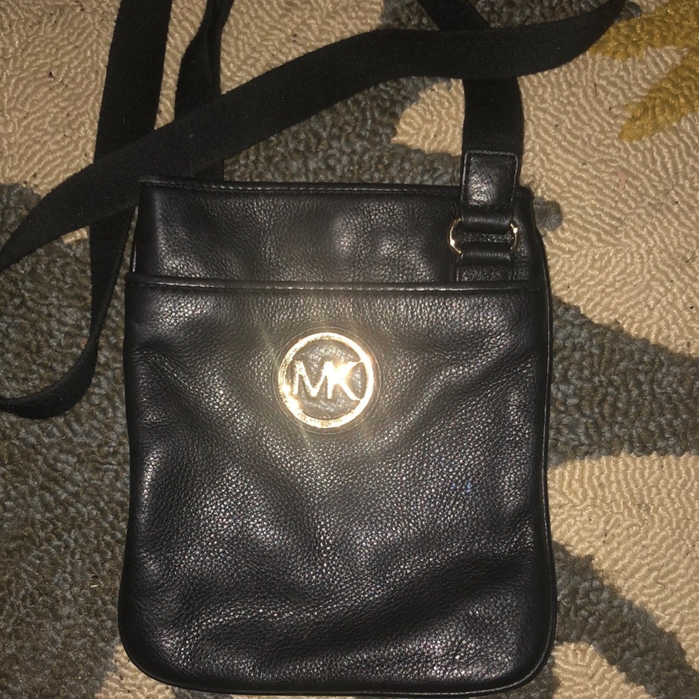MK crossbody, black and gold